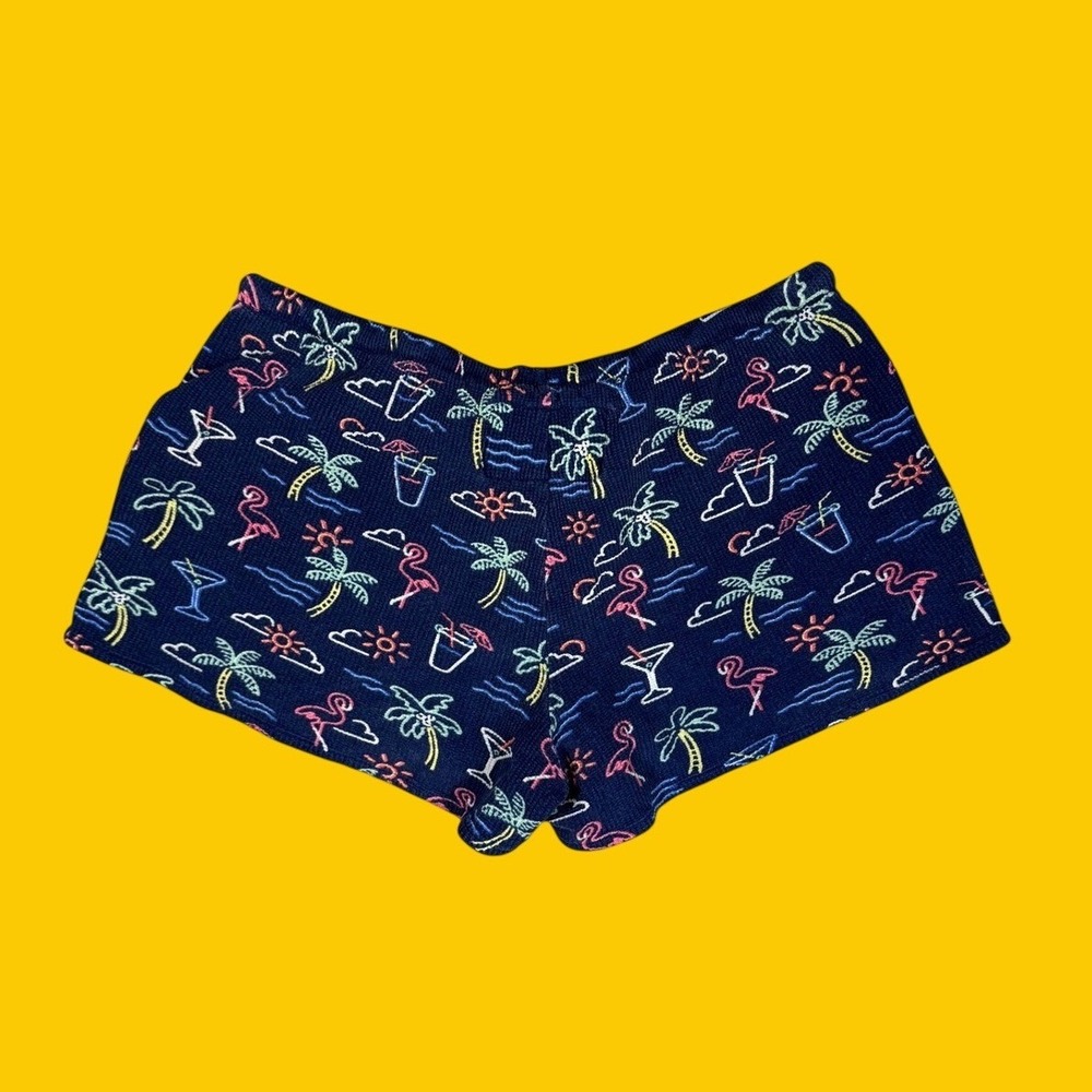 Chubbies Tropical Flamingo Waffle Knit Shorts XS Navy Blue Excellent Lounge